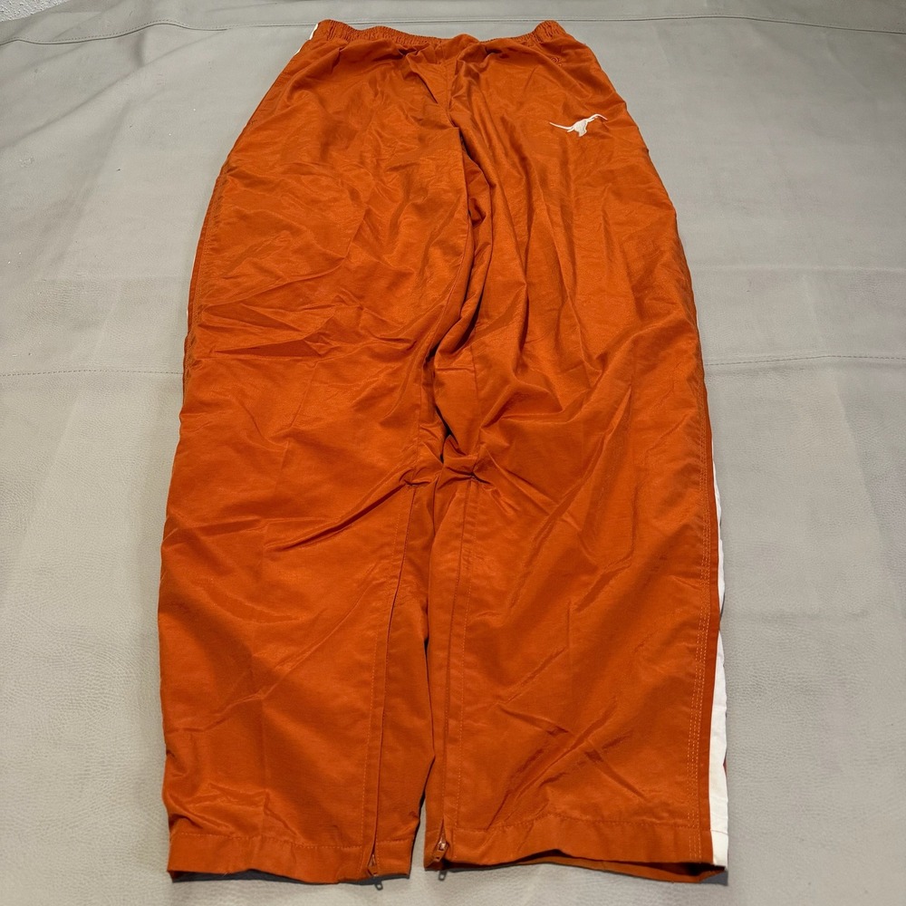 VTG Y2K Texas Longhorn Orange Nylon Parachute Track Pant Men Baggy Wide-S-6531